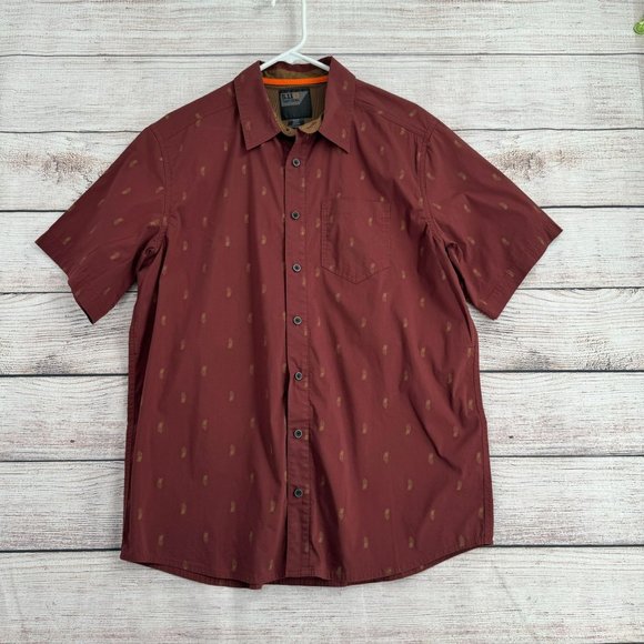 5.11 Tactical Other - 5.11 Tactical Five-O Covert Shirt Men's Size M Maroon Pineapple Grenade Print